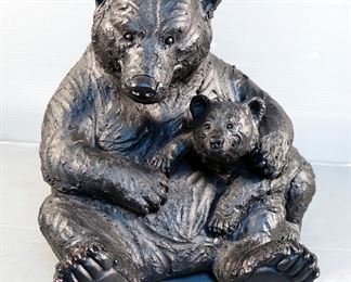 Ceramic Mother Bear With Cub, 13" Tall