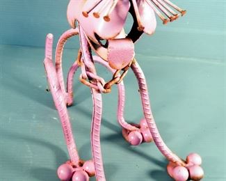 Metal Junkyard Art, Including 14" Bobblehead Style Donkey, And 13" Dog