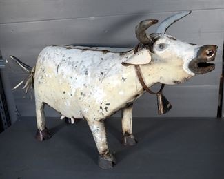 Metal Junkyard Art, Including Goat, 27" Tall x 29" Long, And Cow With Cowbell, 23" Tall x 43" Long