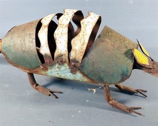 Metal Junkyard Art, Including Armadillo, Flying Pig And Bobblehead Style Cow