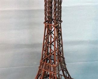 Metal Junkyard Art, Including Gas Plant Stove, Unknown Working Order, And Eiffel Tower, 34" Tall