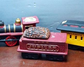 McCormick Decanters, Including Commemorative Edition Locomotive, Central Pacific Passenger Car, & Jupiter Wood Tender Car, Total Qty 3