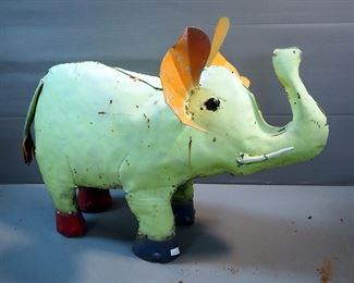 Metal Junkyard Art, Including Flying Pig, 19" Tall x 21" Long, And Elephant, 18" Tall x 24" Long