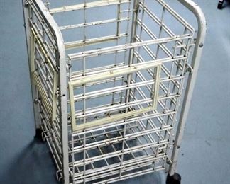 Metal Collapsible Rolling Bin With Locking Wheels, 30" x 18" x 18"