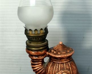 Handled 14" Oil Lamp With Glass Square Base 10" Oil Lamp, 9" Pot Belly Stove, And More, Total Qty 6