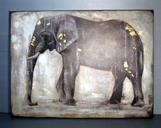 Elephant Print On Stretched Canvas, 30" x 40"