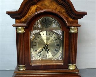 Wood Quartz Mantle Clock, "Tempus Fugit", Westminster On Face, Battery Operated, 19" x 14.5" x 6.5"