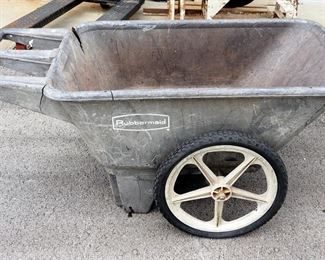  Rubbermaid Utility Cart 25" x 31" x 57.5" With Air Tires, Cart Has Damage, Tires Need Air/Replaced