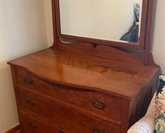 Antique Cherry Dresser and Mirror
