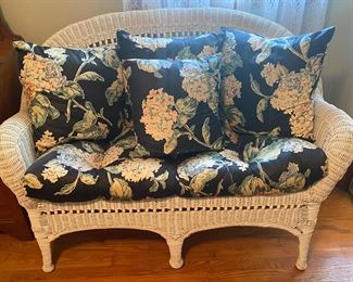 Wicker Settee with Cushions