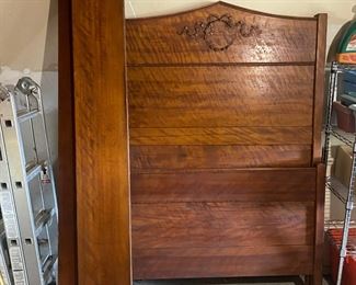Antique Twin Bed with Tall Headboard, Footboard, and side rails
