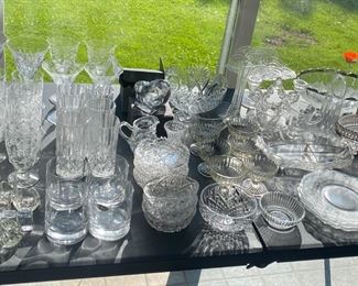 Collection of Glass including Cambridge Rose Point, cut glass, pressed glass,  miscellaneous stemware, etc.