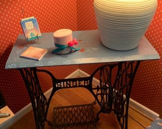 Old sewing stand refurbished into a table