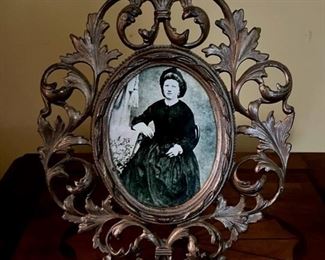 Ornate Victorian Cast Metal Tabletop Frame with Easel Back