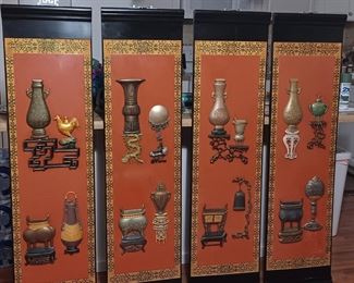 Vintage Fuzhou Lacquerware Screens