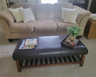 3 cushion beige sofa seude feel sofa in excellent condition.