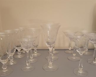 Tiffin crystal glassware in Cherokee rose.  Hard to find crystal