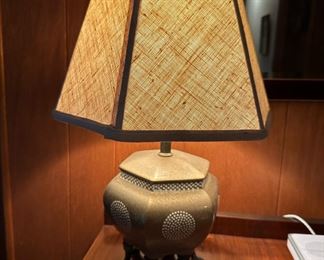 1950s Asian Brass Chinoiserie Table Lamp