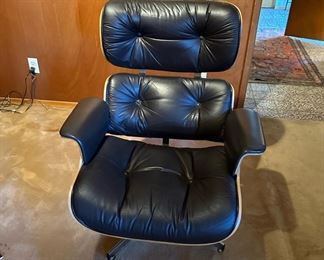 Black Leather Eames Lounge Chair and Ottoman
