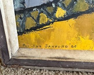 1984 Oil Painting of Large City by Pauline Sanford