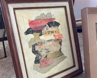 Framed Asian Mixed Media Artwork