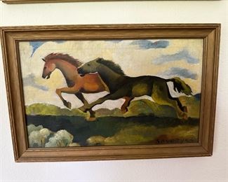 Oil Painting of Wild Horses by Severyns