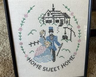 Framed Home Sweet Home Needlepoint