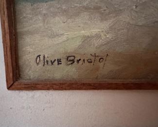 Framed and Matted Landscape Oil Painting by Olive B