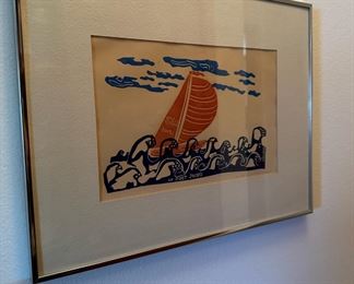 Framed and Matted Sailboat Print by John Sollid