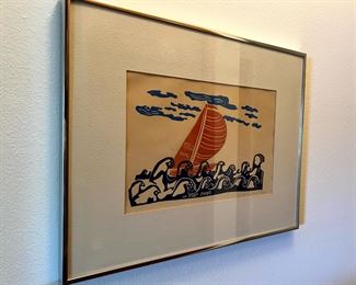 Framed and Matted Sailboat Print by John Sollid