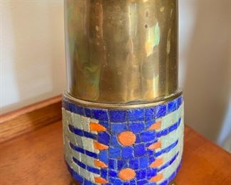 1950's Salvador Mosaic and Brass Pitcher