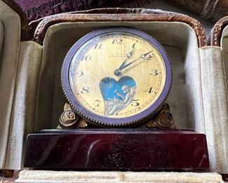 Le Petit Forgeron Gilt Brass Animated Desk Clock