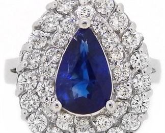 GIA 3CT Sapphire and 4.2CT Diamond Ring