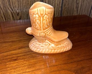 Ceramic cowboy boot made in Mexico