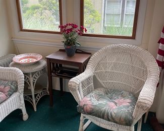 Wicker Rocker & settee with wicker desk