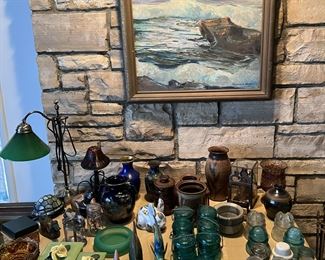 For those of you collecting the glass insulators, look at the right side of this table.  Of course, the other glass jars are beautiful, too.