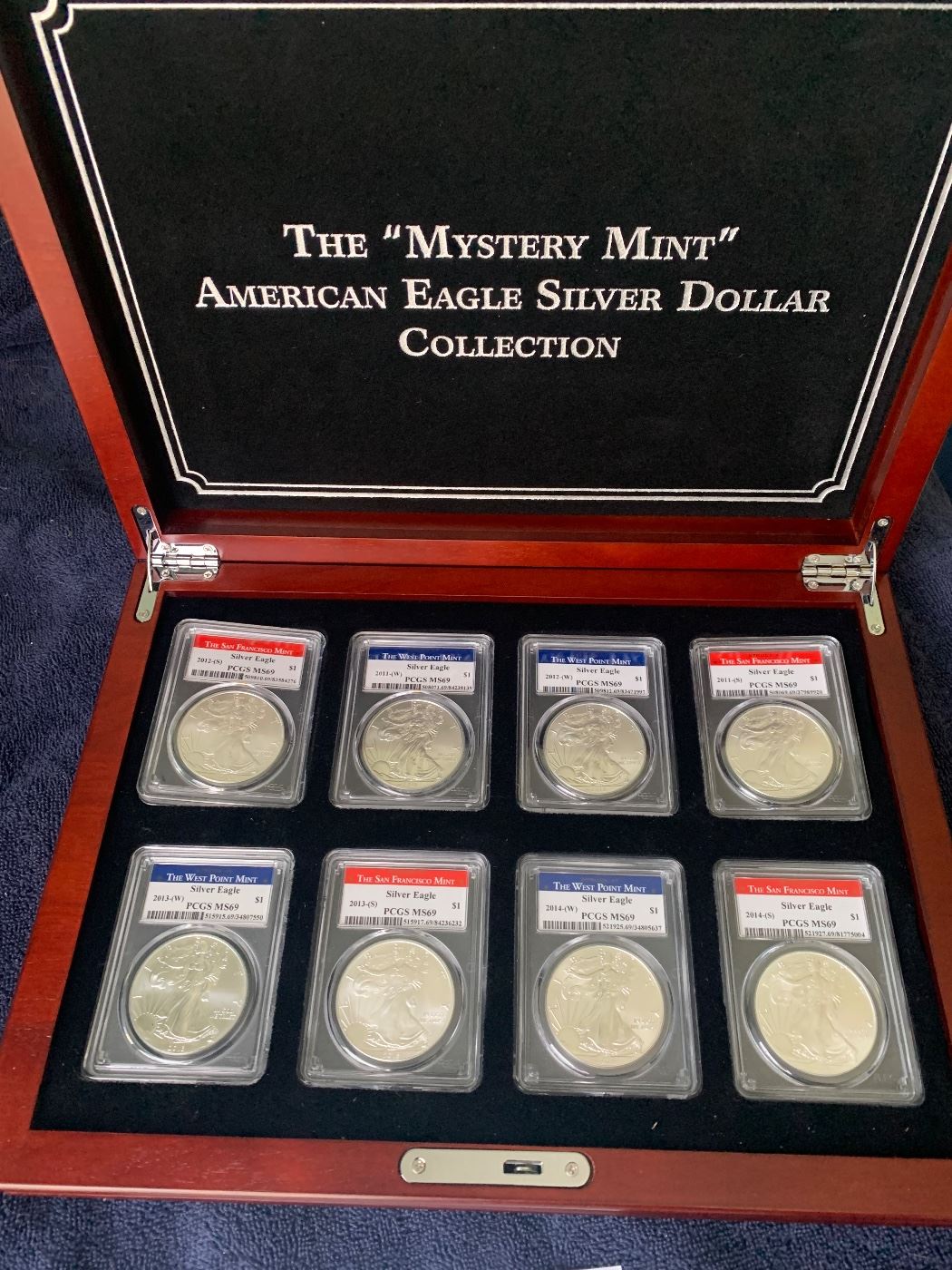 Complete set Graded Uncirculated Silver Eagle Dollars