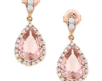 14K Morganite Diamond Earrings