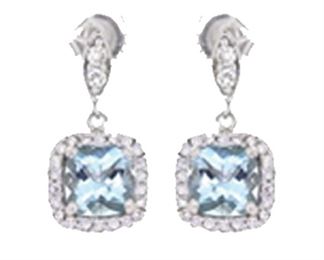 Aquamarine and Diamond Earrings