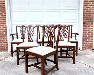 COUNCILL DESK & CHAIR CO CHIPPENDALE DINING CHAIRS - SET OF 6