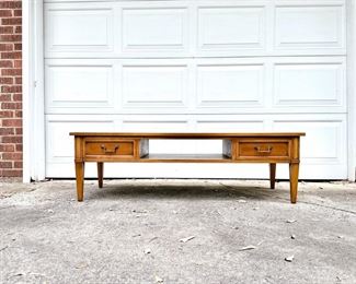 MID CENTURY MODERN 2-DRAWER WOODEN COFFEE TABLE