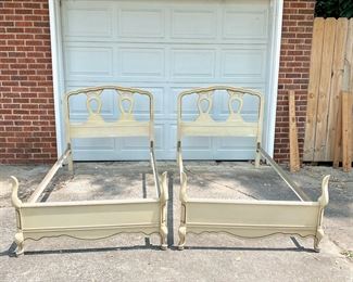 Bassett Furniture Versailles White French Provincial Twin Beds - Set of two