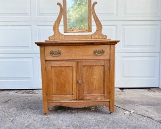 VINTAGE 1 DRAWER WASH STAND WITH MIRROR