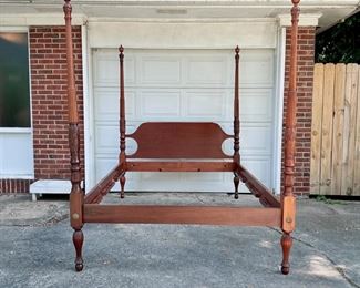 VINTAGE CHERRY QUEEN SIZE 4 POSTER RICE CARVED BED