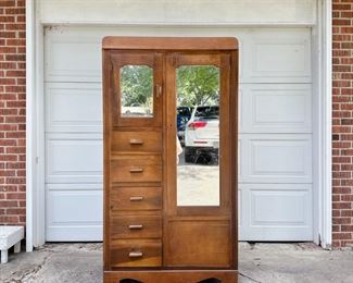 5 DRAWER MAHOGANY MIRRORED WARDROBE