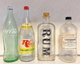 Vintage glass bottles - RUM & Listerine