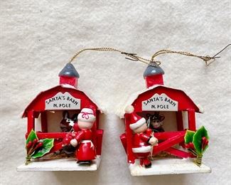 Kurt Adler Santas Barn Ornaments