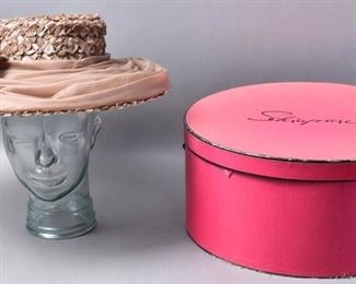 Rare Elsa Schiaparelli Cartwheel Raffia Hat
