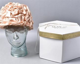 50s May Co. Peach Bucket Hat Fawn Satin
