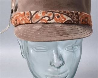 Oleg Cassini Mod 1960s Kepi Velvet Hat
